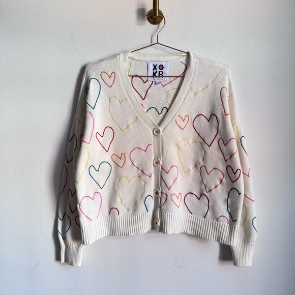 Kerri Rosenthal XOKR Hearts Embroidered Cardigan S $225 - Picture 2 of 9